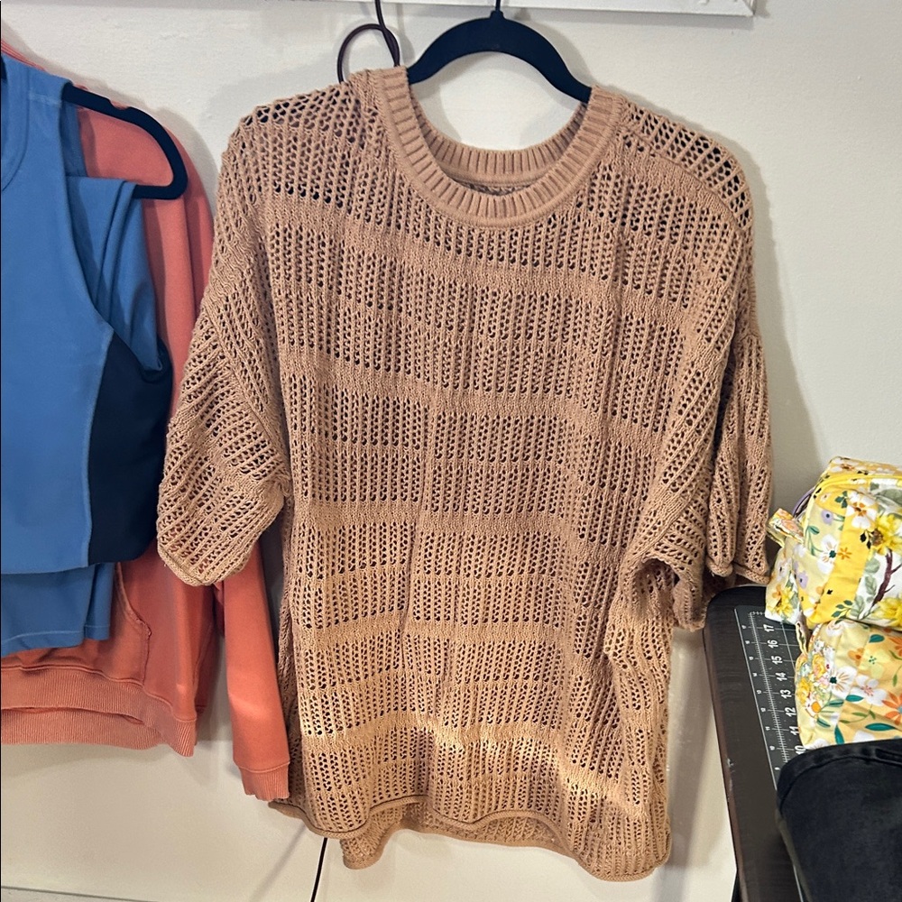 Women's Tan Knit Sweater Aerie XL